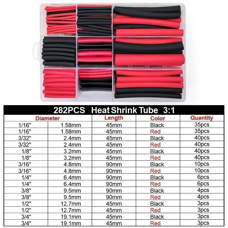DIY Repair Heat Shrink Tube Assortment 3:1&4:1 Dual Wall Adhesive Flame Retardant Insulator For All Kinds Electrical Wire Cable