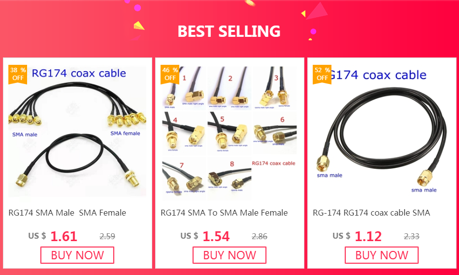 RG174 Coax Cable Q9 BNC Male To BNC Male Connector BNC Male Crimp for RG-174 Extension Copper Feeder Wire for Coax Card Antenna