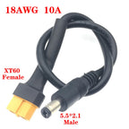 1pcs 10A Ultra-soft XT60 Plug Male Female Connector to  DC 5525/DC5521 Power Cable for Fly Multirotor Field Repairs Apply