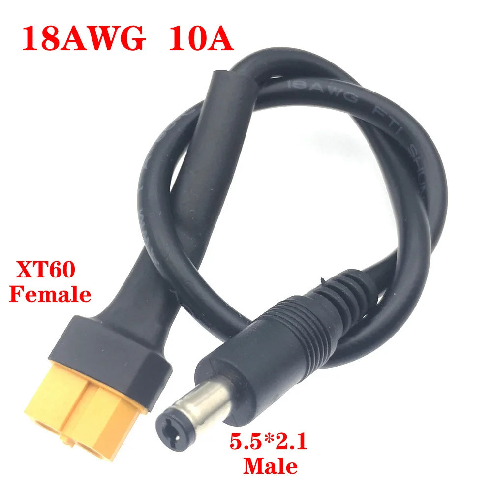 1pcs 10A Ultra-soft XT60 Plug Male Female Connector to  DC 5525/DC5521 Power Cable for Fly Multirotor Field Repairs Apply