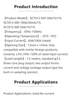 SCT-013 Split Core Current Transformer 5A 10A 15A 20A 30A 50A 60A 100A Multi-range Non-invasive Clip-on AC Current Sensor