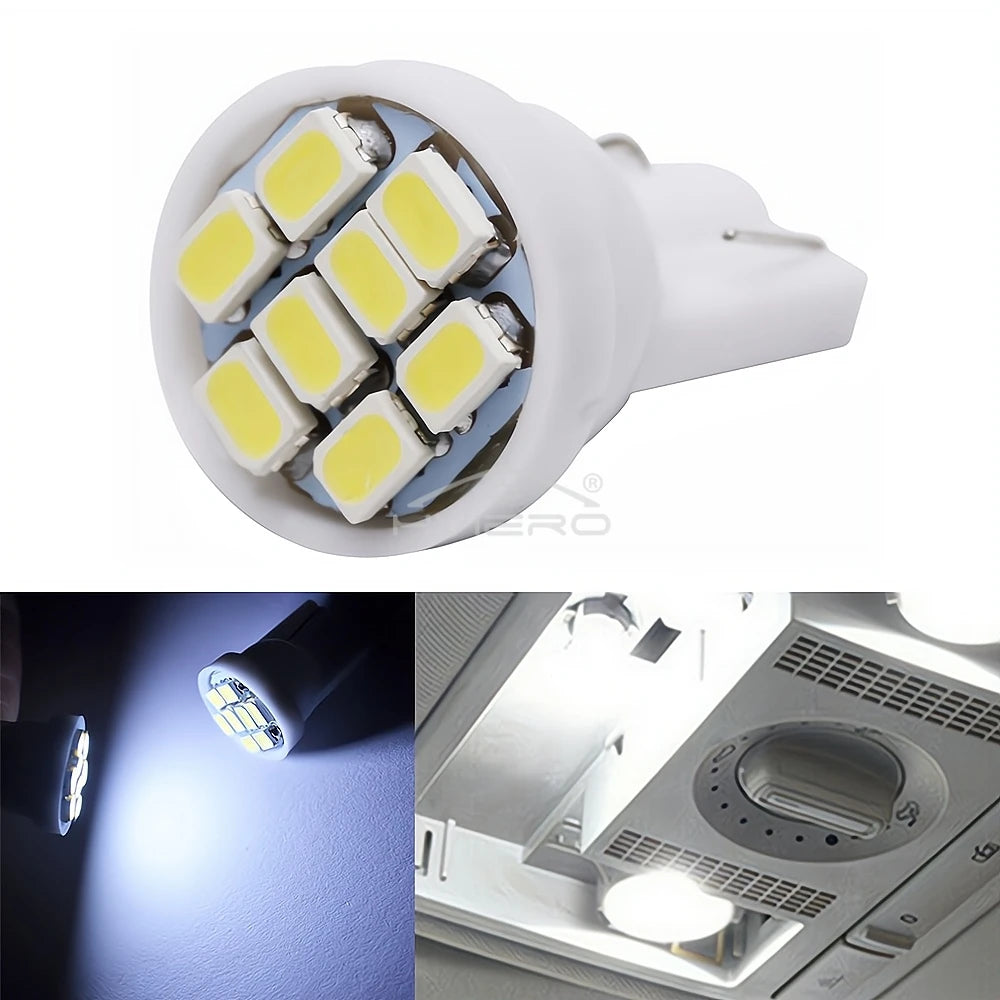 10Pcs Car Driving Led 8Smd 1206 Auto Interior Dome Reading Light Wedge Lighting DC 12V White Cob Bulb Dashboard Lamp Turn Signal