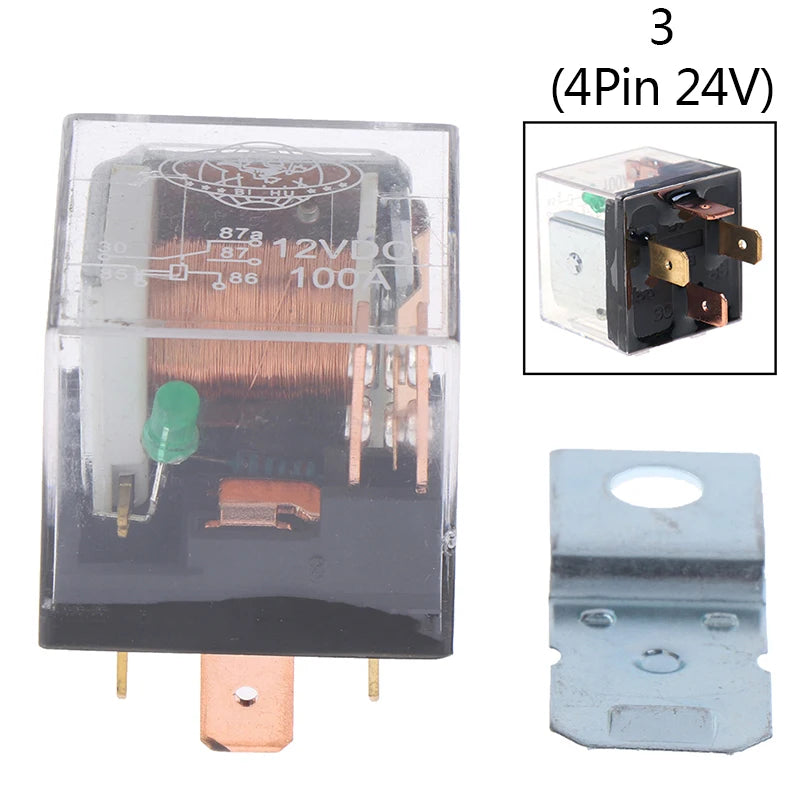 1pc Waterproof Automotive Relay 12V 100A 5Pin 4Pin SPDT Car Control Device Car Relays DC 24V High Capacity Switching