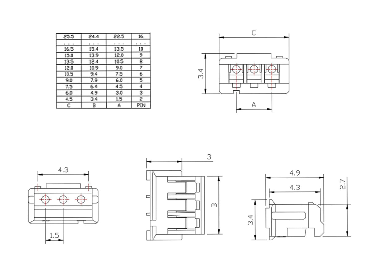 430Pcs/Box ZH 1.5mm Pitch 2/3/4/5/6/7/8/9/10Pin Plastic Shell Crimp Terminal Connector JST ZH1.5 Connectors
