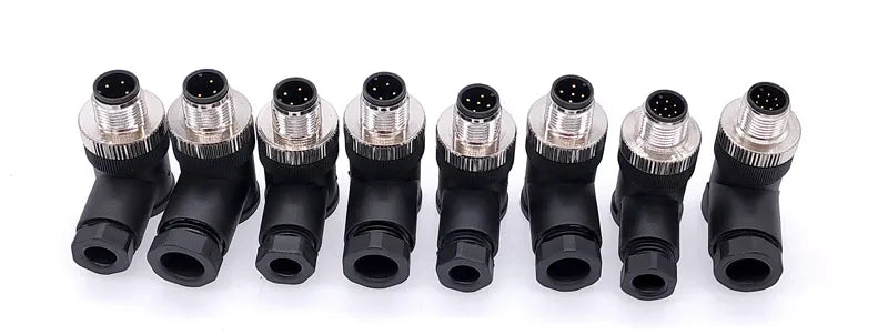 1Pc M12 Sensor Connector Waterproof Straight Angle Male Female Screw Threaded Plug Coupling 3 4 5 8 Pin