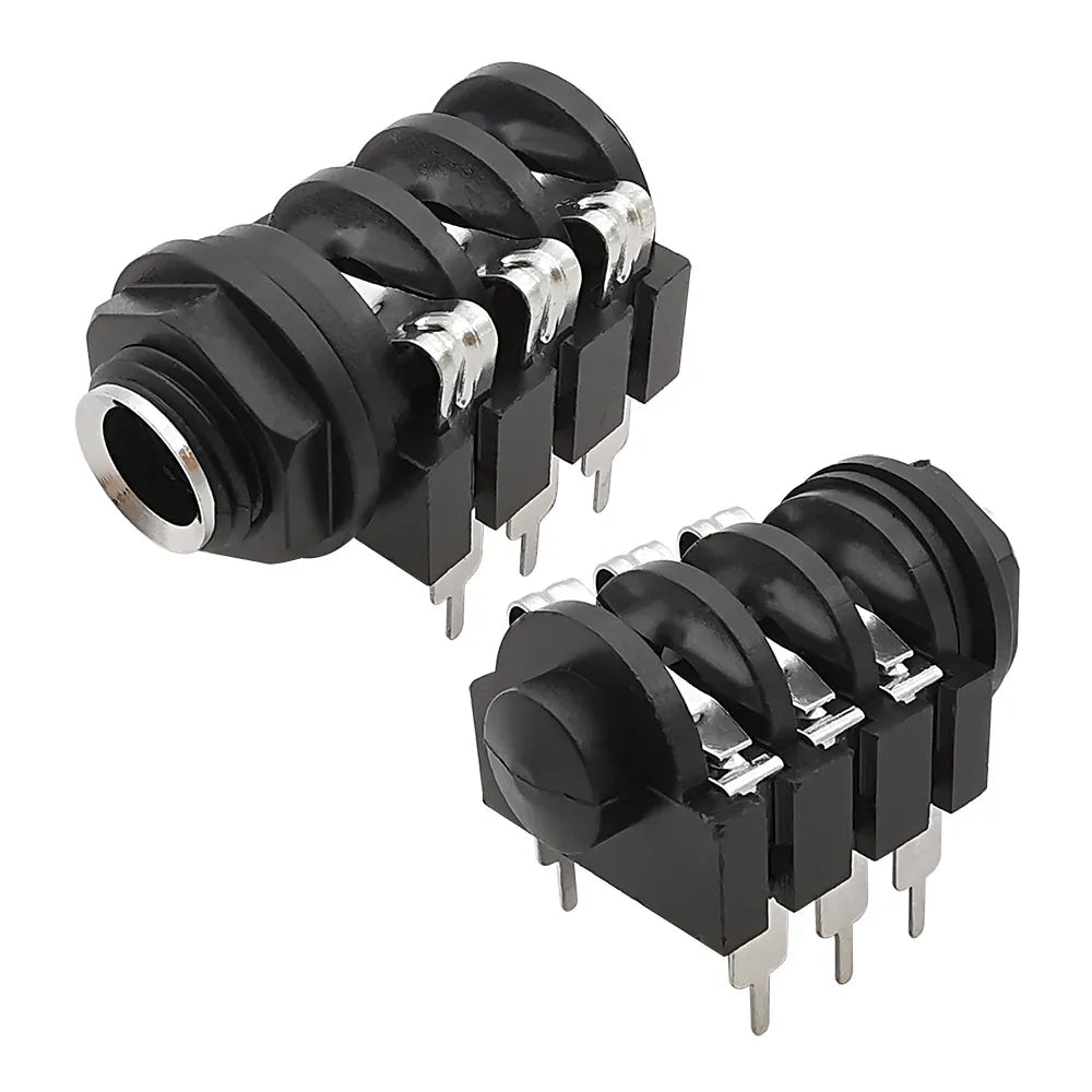 1/2/5/10Pcs 6.35mm Jack 1/4" 6Pin Stereo Female Headphone Socket Audio Plug Microphone Jack Thread PCB Panel Mount Connectors