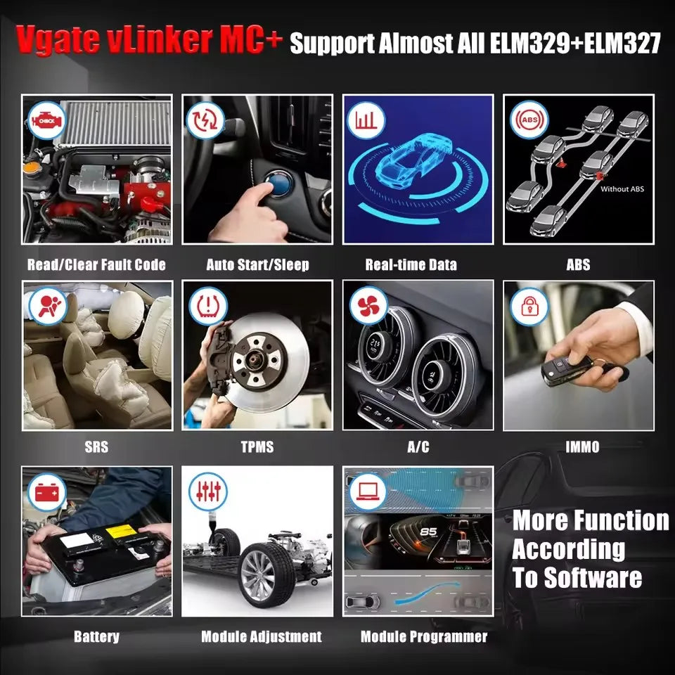 Vgate VLinker MC+ MC V2.2 Bluetooth 4.0 BT3.0 OBD Scanner Car Diagnostic Tools For IOS Android Scanner Auto Tool PK V1.5 ELM327