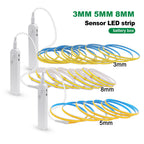 5V Motion Sensor Nigth Light COB Led Strip USB Battery Power 3mm 5mm 8mm PCB 320 LEDs Flex Lamp for Under Cabinet Kitchen Stairs