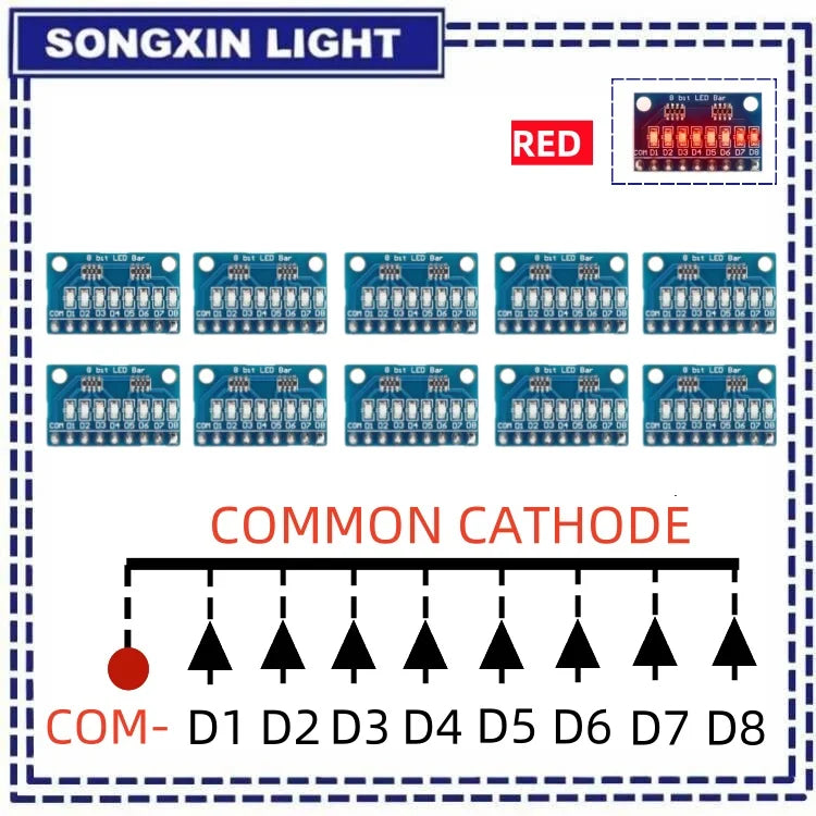 3-24V 8 Bit Blue/Red Common anode/cathode LED indicator Module Breadboard starter kit Board for MCU ARM 3d printer UNO MEGA2560