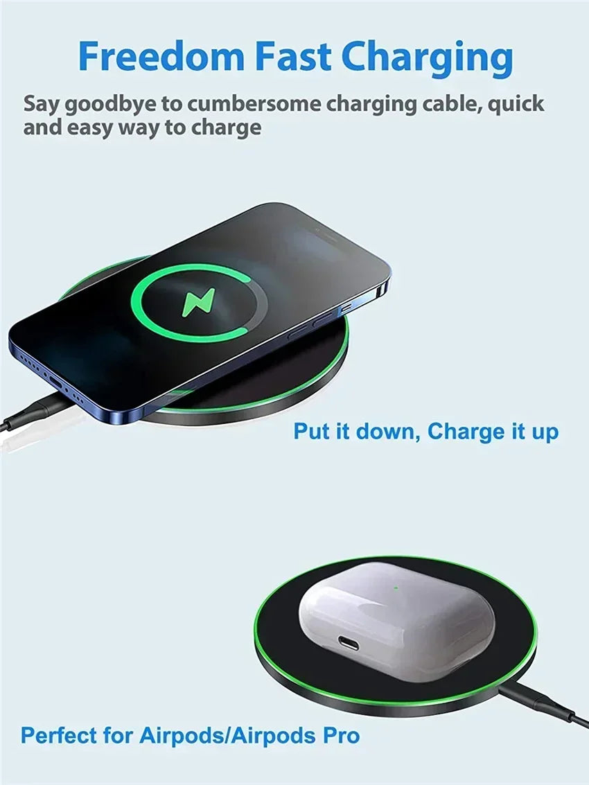 Wireless Charger For iPhone 17 16 15 14 13 Pro Max Induction Fast Charging Pad Dock Station For Samsung S25 S24 Xiaomi Huawei