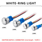 Metal Switch Button Push With Wire Waterproof on off 12mm 16mm 19mm 22mm Momentary/Latching Led Light Start Stop 5V 12V 24V 220V