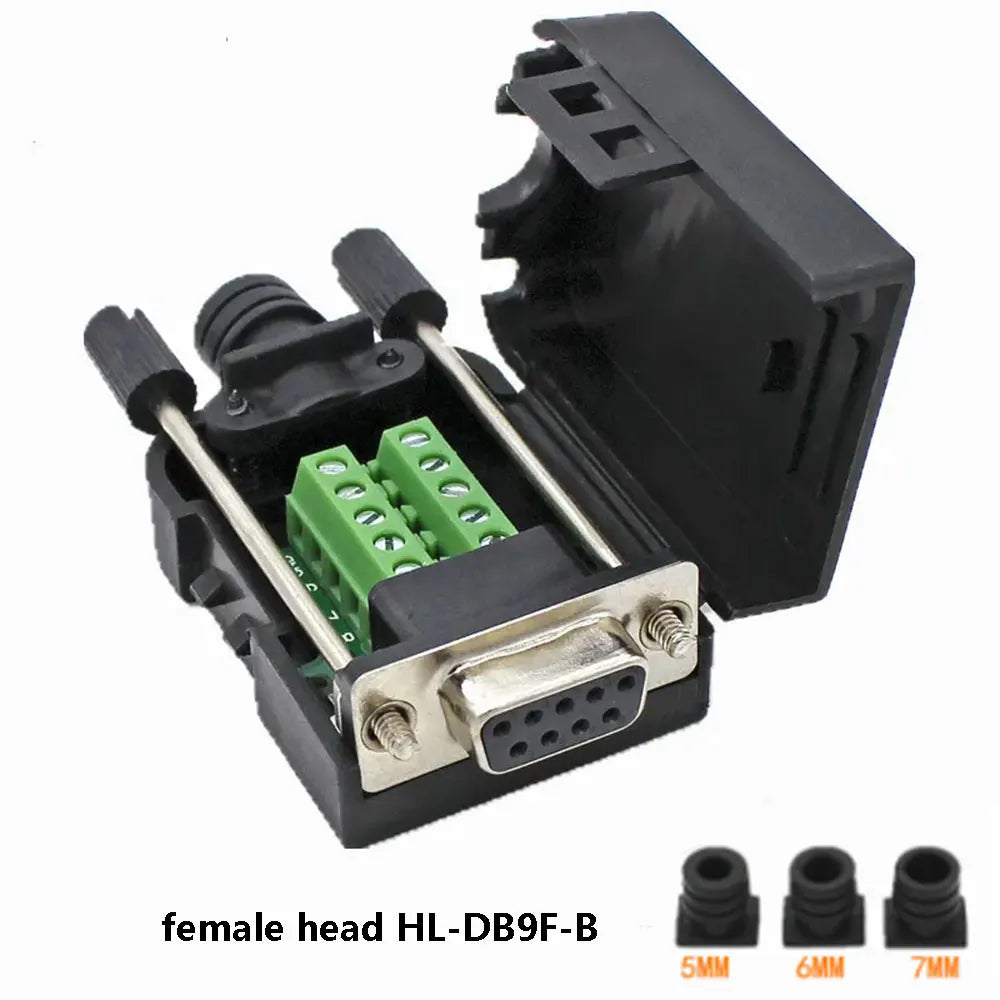 RS232 RS485 DB9 Connector Male Female 9 Pin Breakout Terminals COM Connector D-SUB Terminals 21-24 AWG Wire Solderless Connector