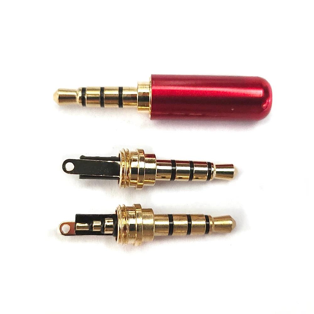 2/5PCS Copper 3/4 Pole 3.5MM Plug Male Headphone Jack with Clip 3.5MM Stereo Audio Connector for 4mm Cable Adapter
