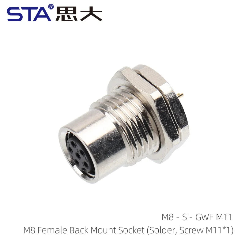 M8 IP67 Waterproof Circular Connector 3 4 5 6 8 Pin Front Rear Panel Mount Solder Industrial Socket Screw M8 M10 M11 M12