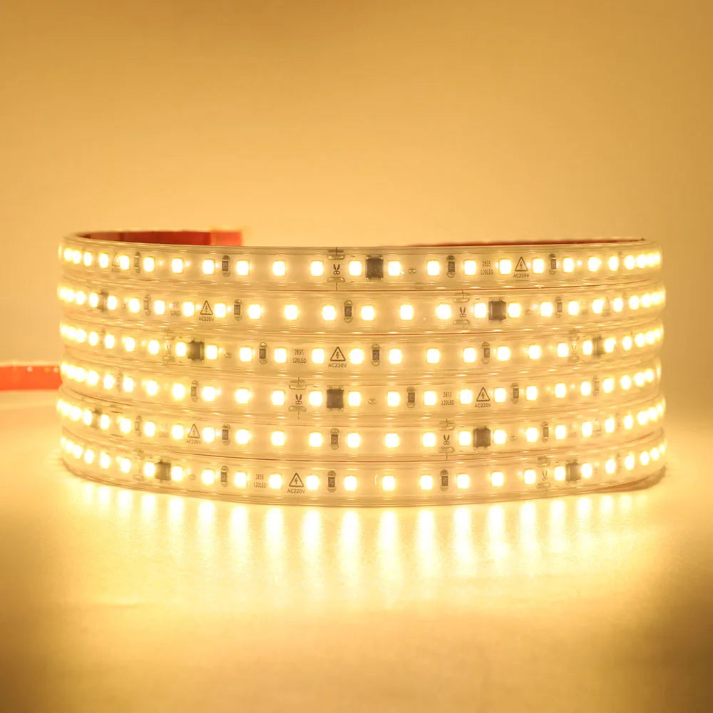 Dimmable LED Strip Light 220V Switch EU Power Dimmer Kit Waterproof 2835 120LEDs/M High Bright Flex Tape Home Decor 0.5M 10M 20M