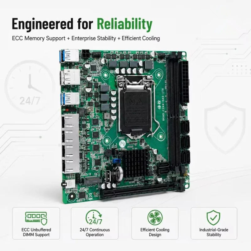 8-Bay C246 ITX NAS Motherboard 4x 2.5G LAN 2*M.2 NVME 8*SATA3.0 2*DDR4 PCIE 16X LGA1151 8th/9th Core Xeon Industrial Mainboard