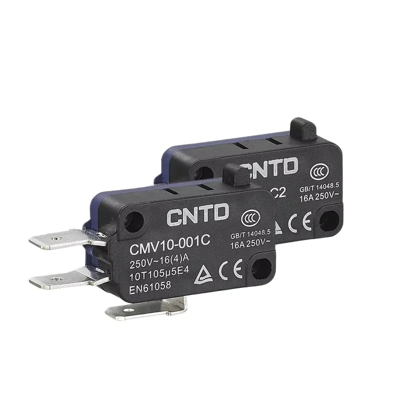 Micro Limit Switch CNTD CMV10‑001C, Snap‑Action Push Button Switch, Plastic Housing, 1NO 1NC 10A 250VAC, for Industrial Automati
