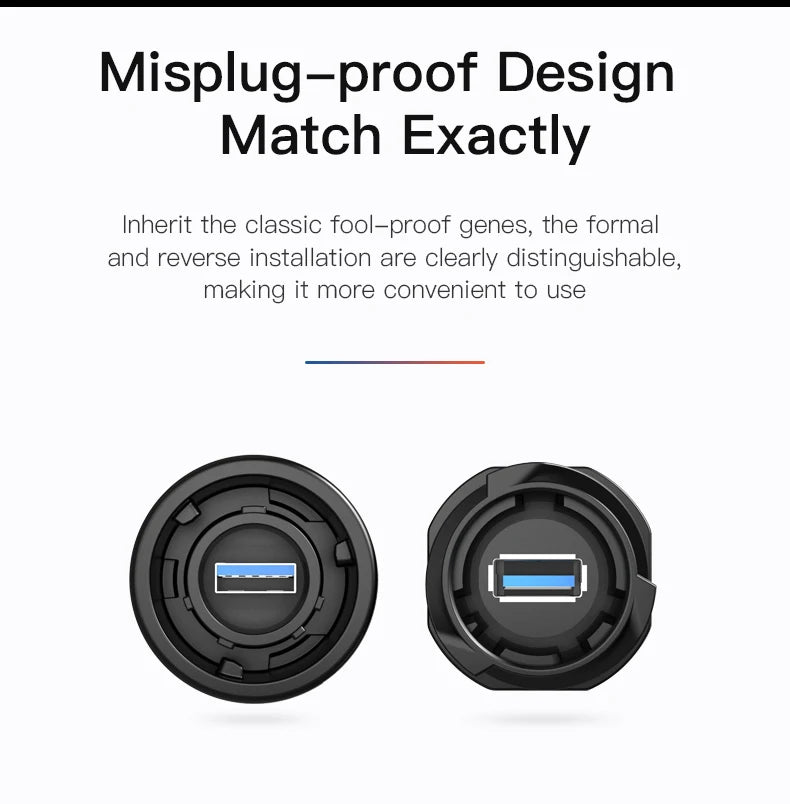 CNLINKO M24 USB 3.0 Panel Mount Waterproof Female Socket 1.8A IP68 5Gbps Data Connector Bayonet Lock for Industrial Automation