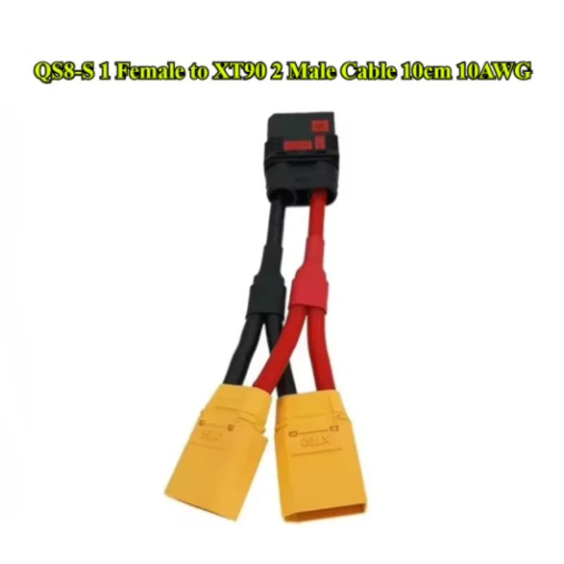 1/2Pcs QS8‑S Anti‑Spark Female To Dual XT90 Male Y‑Cable 10AWG 10cm Silicone Wire for RC Lipo Battery Charger DIY