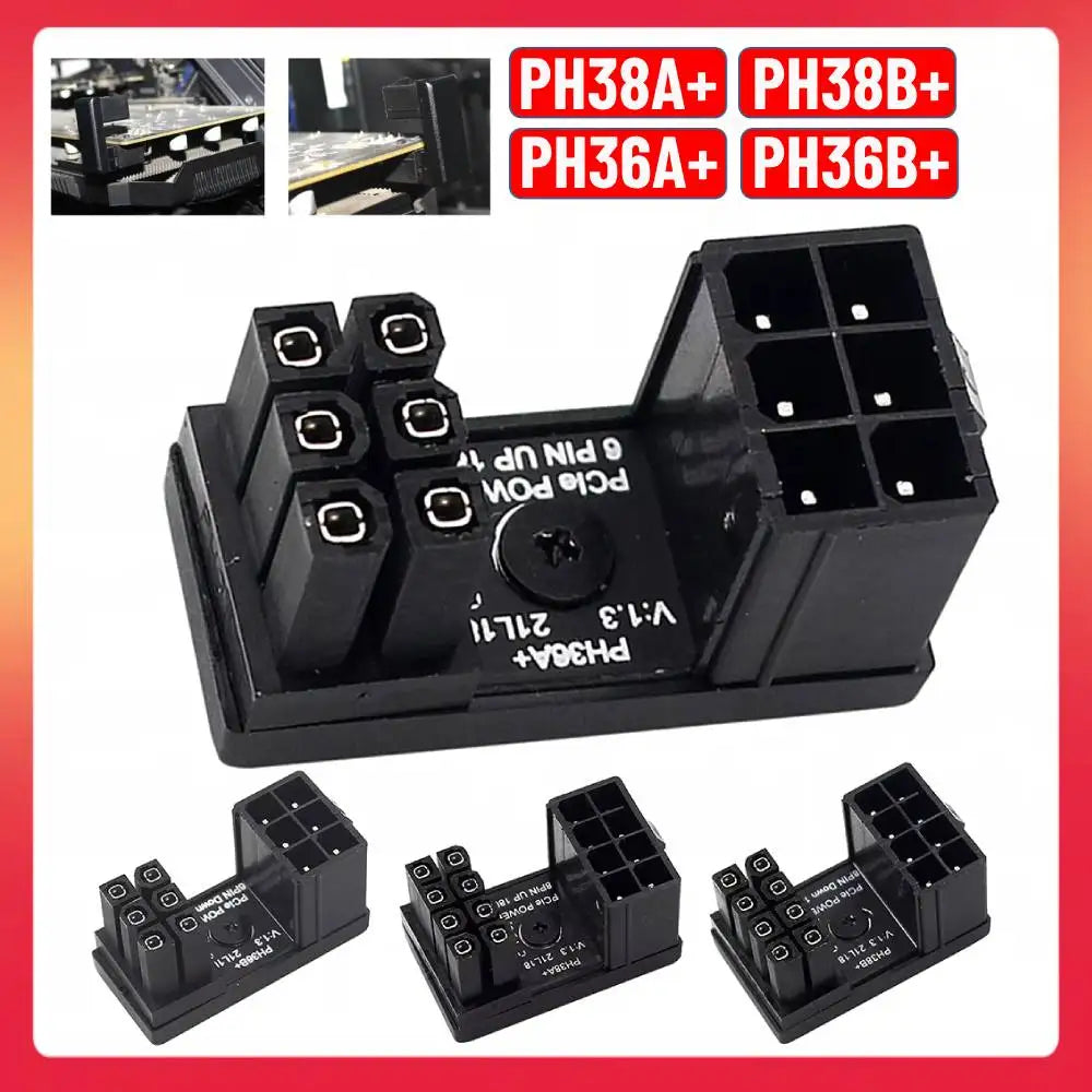 Power Adapter Board 8 Pin GPU Power Connector 6 Pin GPU PCIe 180 Degree Angle for PC Computer Graphics Card