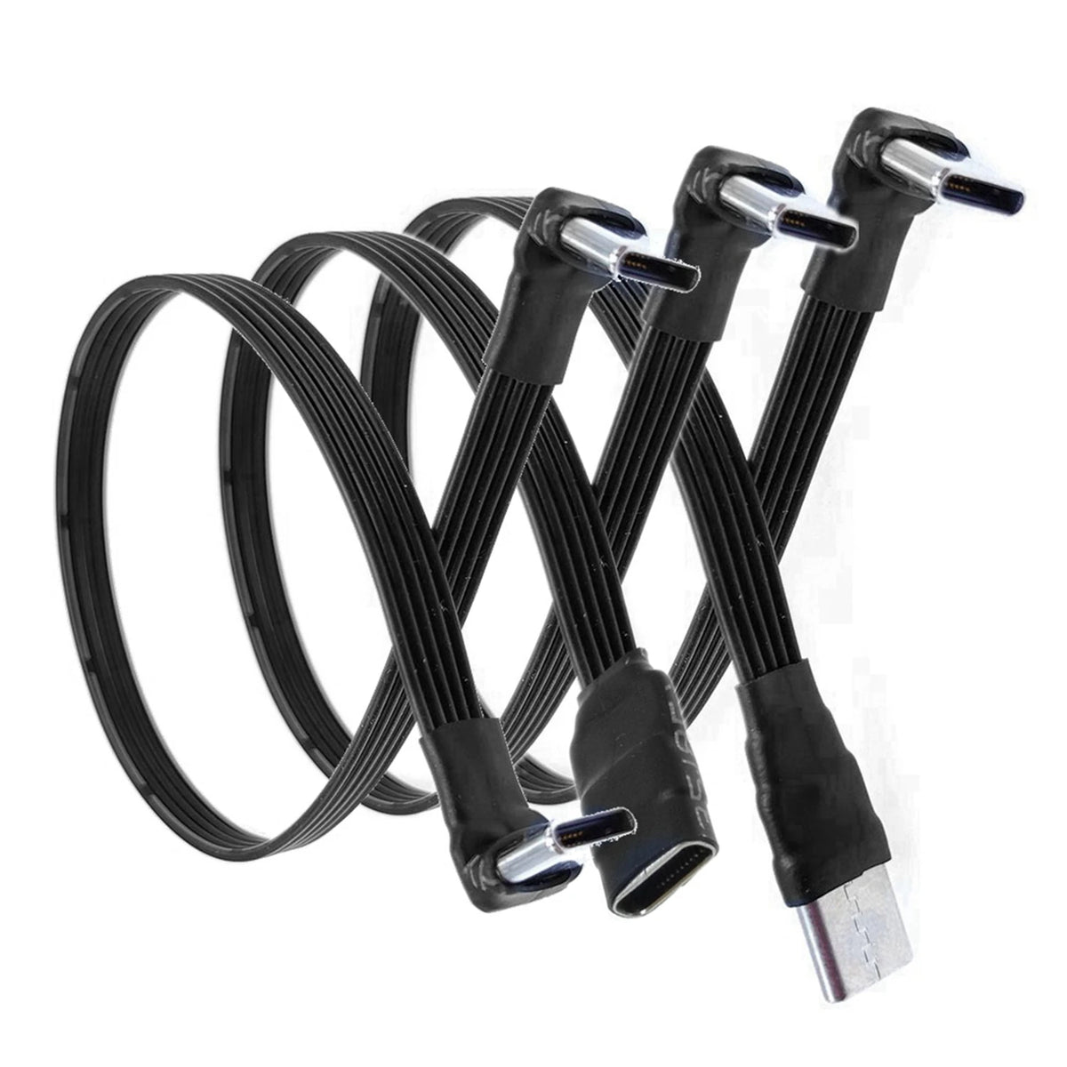 20CM 30CM 10CM 5CM USB 2.0 Type-C Flat Cable Extension FPC Cable USB 2.0 USB-C 90° Up/Down Angled Plug 5CM-1M