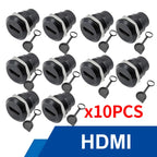 10Pcs Metal D‑Type Panel Mount Socket RJ45 CAT6 HDMI USB3.0 Straight Through Network Connector Module Round Panel Mount Adapter