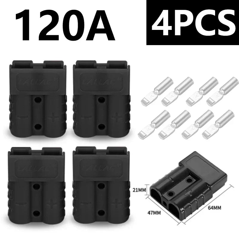 2Pairs（4PCS) High Current  Plugs 50A & 120A - Silver Plated Copper Connector Kit for Winch Motor Wiring 12-36V