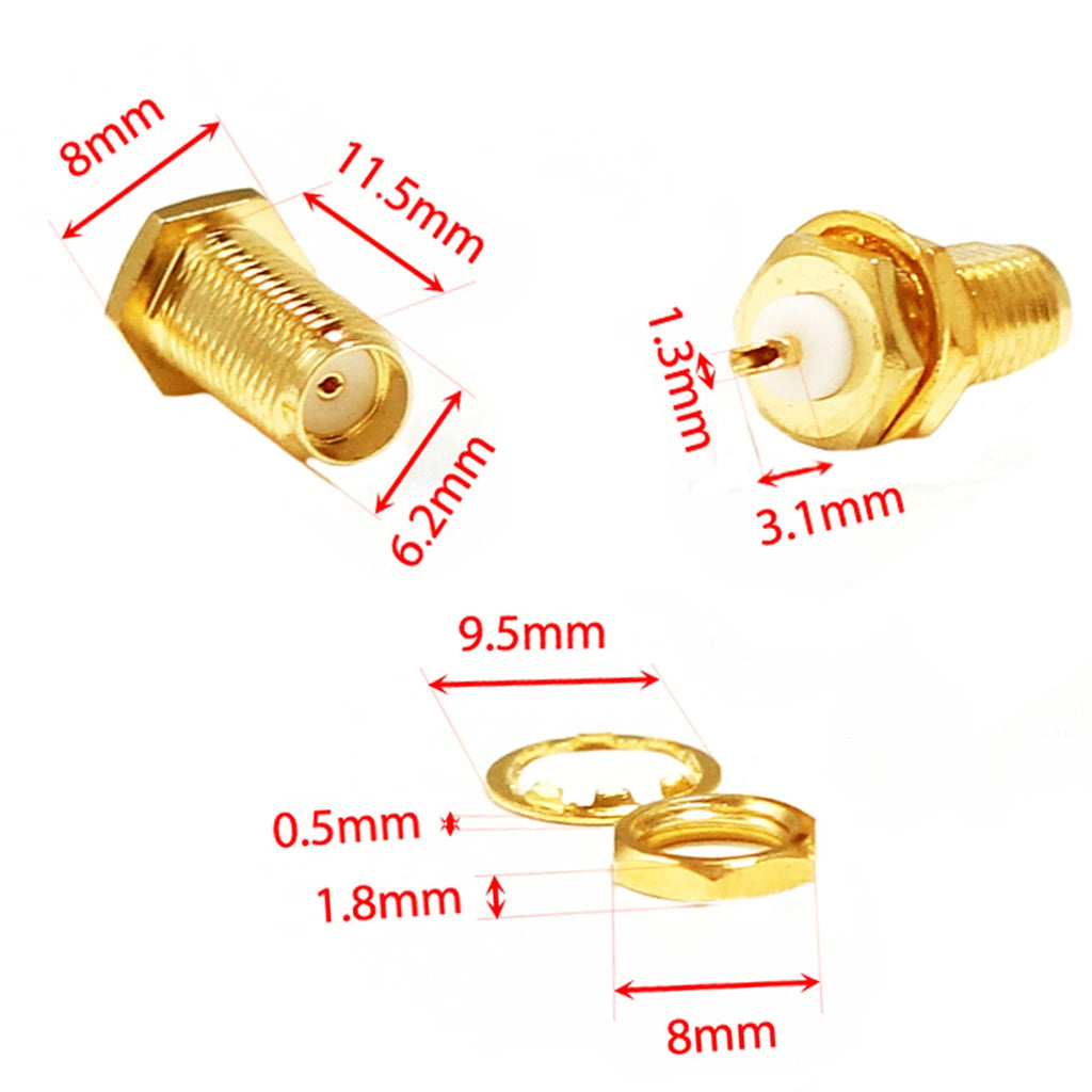 1pc SMA Female Jack Insulator Long 2mm RF Coax Adapter Convertor Straight Goldplated NEW Wholesale