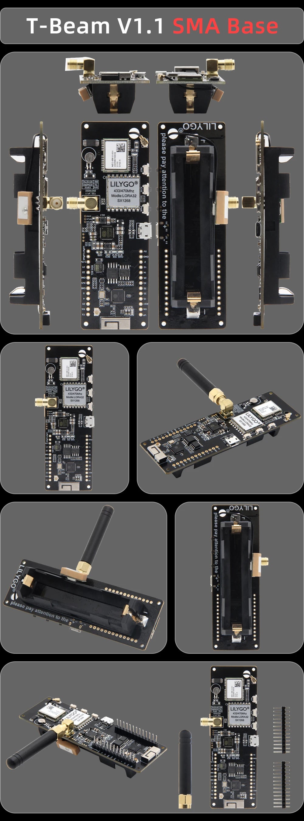 LILYGO® TTGO T-Beam ESP32 LoRa Development Board 433MHz 868MHz 915MHz 923MHz SX1278 SX1262 SX1276 GPS Module NEO-6M GNSS NEO-M8M