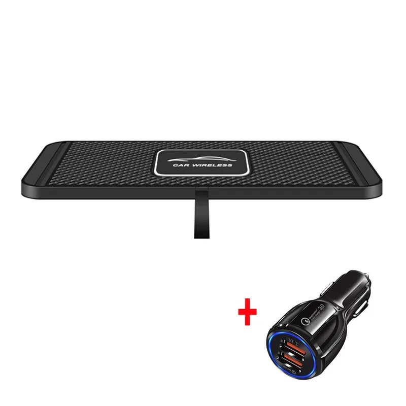 Wireless Charger Car Silicone Pad Stand For iPhone 17 16 14 13 12 Xiaomi Samsung Huawei Mobile Phone Fast Car Wireless Charging