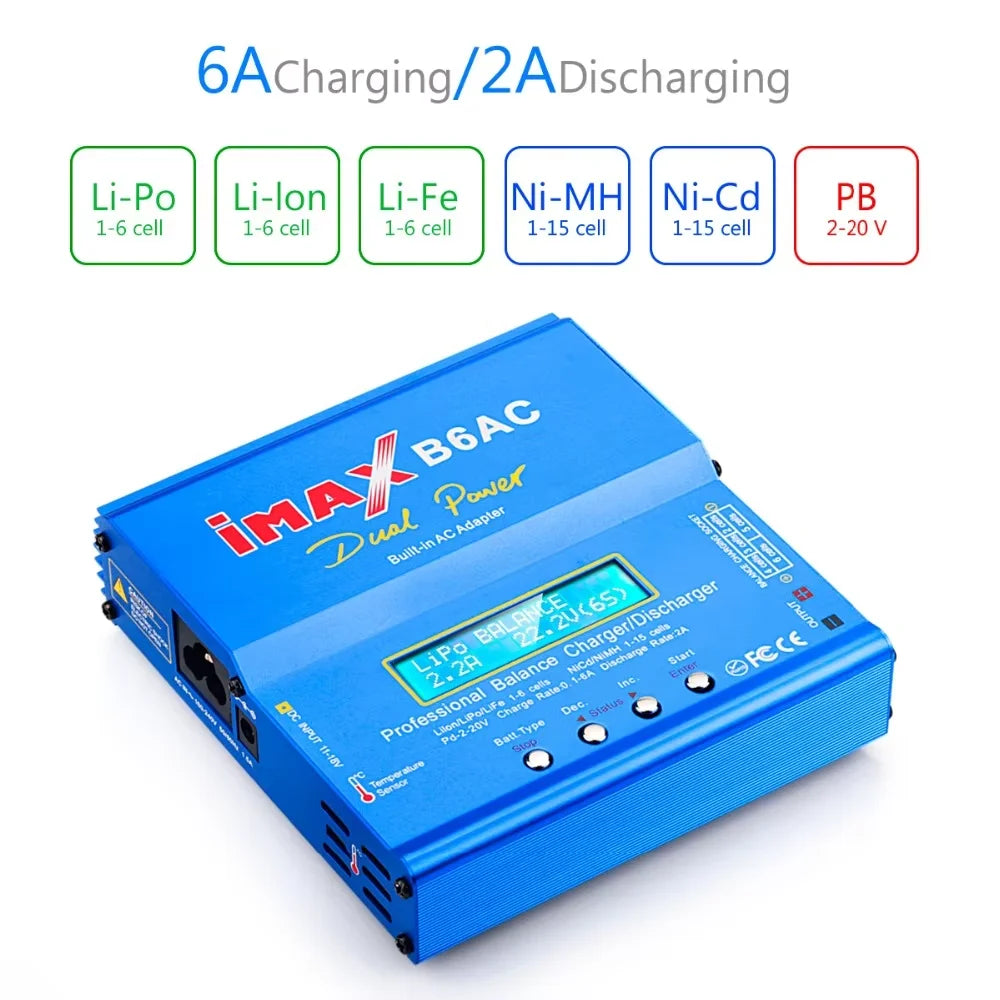IMAX B6 AC RC Charger 80W B6AC 6A Balance Charger Digital LCD Screen Li-ion LiFe Nimh Nicd PB Lipo RC Charger Battery Discharger