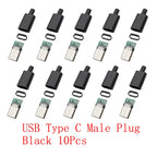 10Pcs USB Connectors Type C / Micro / USB 2.0 Type A Male Female Assembly Adapter DIY Soldering Repair Data Charging Plug Socket
