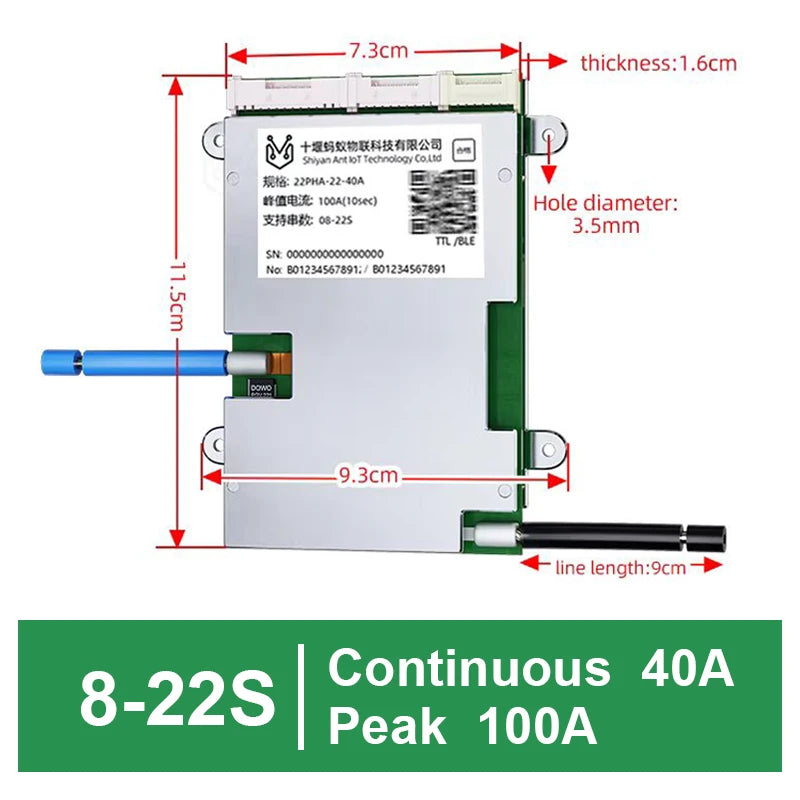 ANT BMS 8-22S 24-72V Smart BMS with BT UART App Control  for Lifepo4/Li-ion/LTO Free Software  40A 80A 110A 130A 170A 220A 340A