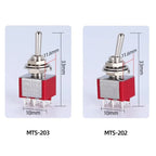 6mm Mini Toggle Switch MTS-102 103 202 203 SPDT ON-OFF-ON with Waterproof Cap 6A 125V/250V 3/6 Pin