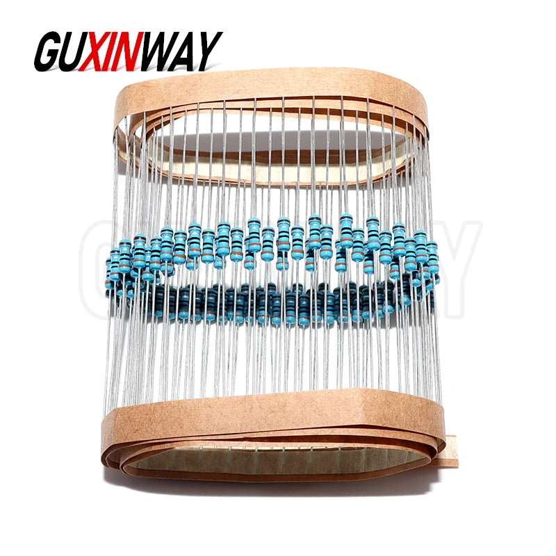 100pcs 1/4Watt Metal Film Resistors 1% 0.25W 0.1R 0.12R 0.15R 0.18R 180K 330K 470 100K 510 560 620 750 820 910K Ohm