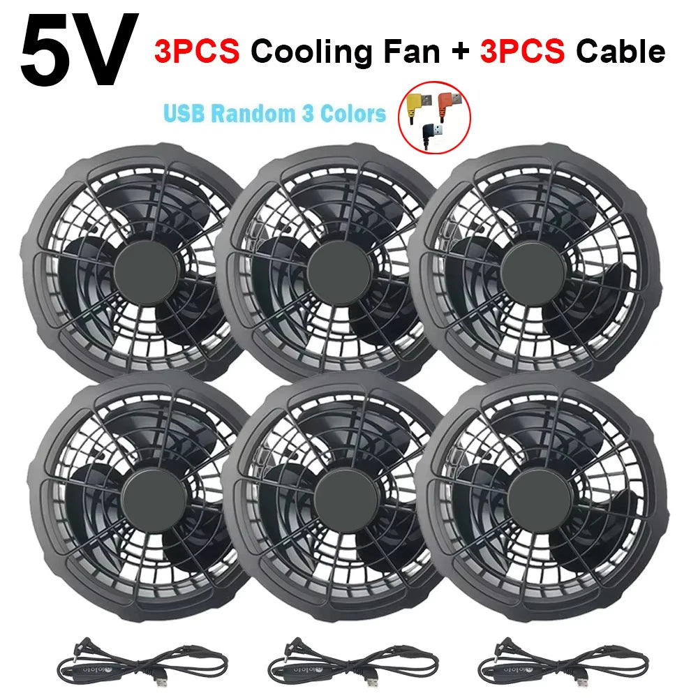 Air Conditioner Vest Cooling Fan 5V or 12V Adjustable Gear High Speed Fan For High Temperature Outdoor Work Fast Cooling DC Fan