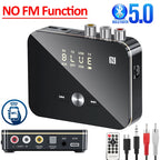 Bluetooth 5.0 Receiver Transmitter FM Stereo AUX 3.5mm Jack RCA Optical Wireless Audio Adapter Remote Control For TV  Car Kit