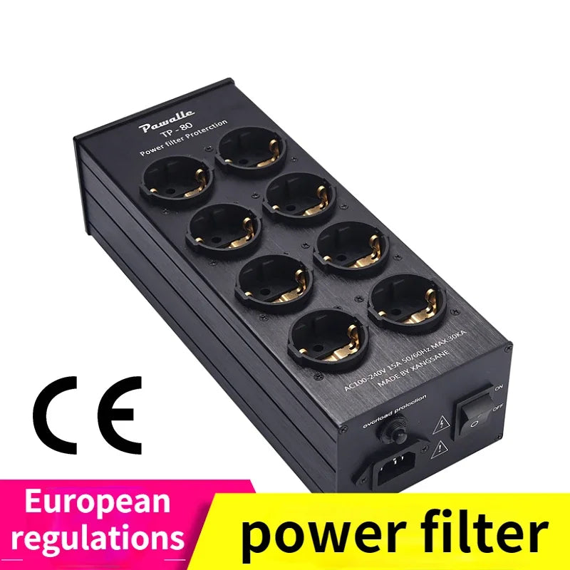 TP80 European Standard Power Filter 8-bit EU Power Purifier Socket Complex 2nd Level Filter Purifier Surge Protection
