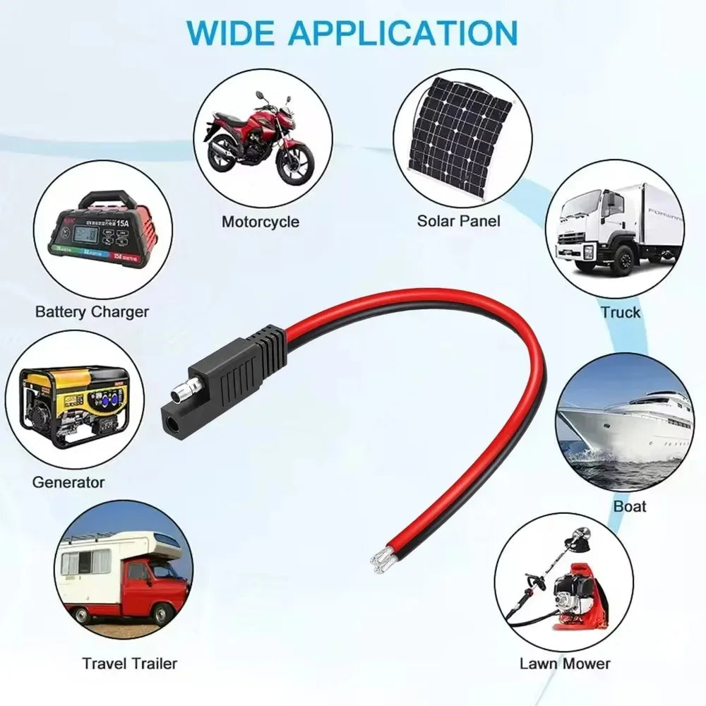 (14.5cm) SAE Connector Cable 12V Quick Disconnect 2 Pin Plug for Automotive Battery Tender Solar Panel Charger Cord Wire Harness