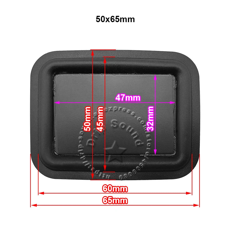 2pcs 32x58mm/36x86mm/50x65mm/59x69mm/60x85mm Square Speaker Passive Radiator Auxiliary Bass Woofer Rubber Vibration Plate
