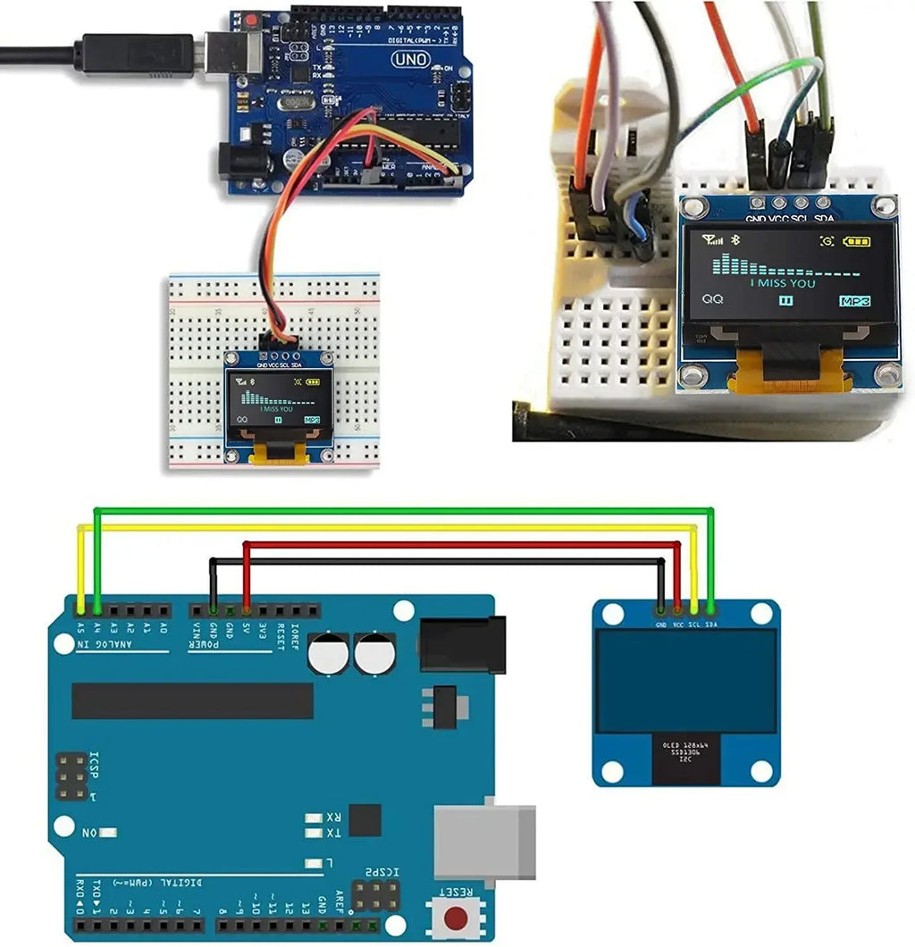 1-10PCS 0.96 Inch OLED Display Module I2C IIC SPI Serial 128X64 SSD1306 LCD 3.3-5V 4 Pin White/Blue/Yellow Blue for Arduino
