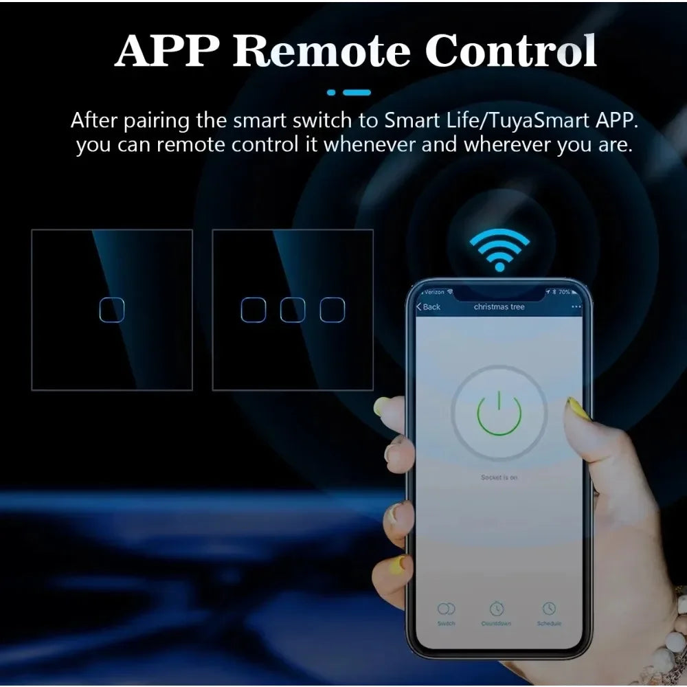 Smart Switches 1/2/3 Gang Wifi Touch Light Wall Sensor Switch Works with Tuya Control Smart Life Google Alexa Alice Yandex
