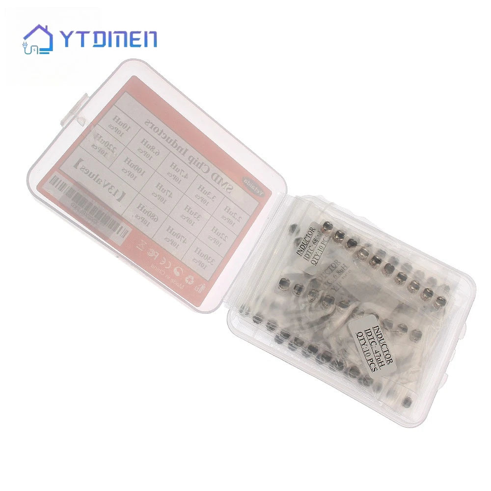 130PCS CD54 Power Inductor Kit 13 Values, Non-Shielded Wire Wound SMD 2.2uH~680uH Inductor Assortment Set for DC-DC Converter