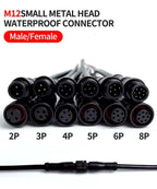 5/20Pcs M12 Metal Waterproof IP68 2/3/4/5/6/8 Pin Power Cable Wire Plug IP68 for LED Strips Male Female Connector 20CM