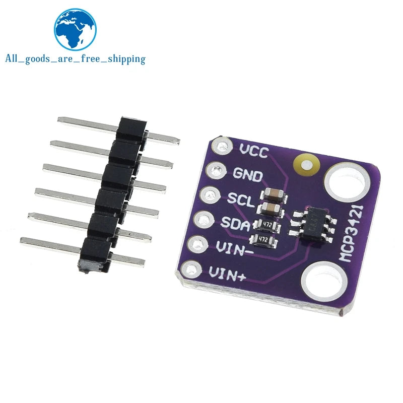 TZT 1/3PCS MCP3421 I2C Delta-sigma Evaluation Module Board For PICkit Serial Analyzer Module GY-MCP3421