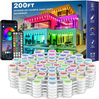 60M & 200FT Permanent Outdoor LED Eaves Lights RGB Waterproof Smart String Lights App Remote Control Color Changing Lamp for House Roof Garden Christmas Holiday Party Daily Accent Lighting