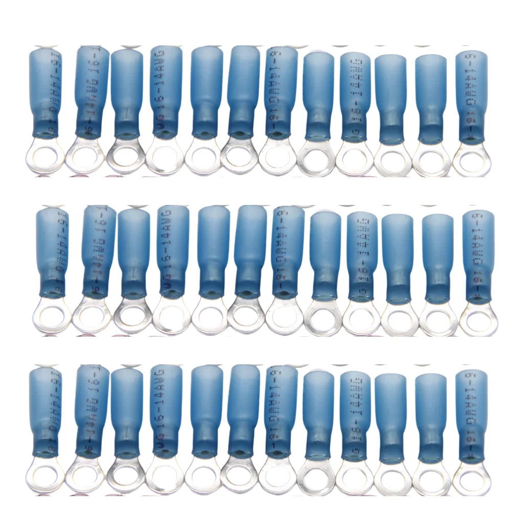 50PCS Heat Shrink Ring Crimp Terminals Electrical Wire Connectors M4/M5/M6/M8/M10 Insulation Ferrule Lugs Quick Splice Cables