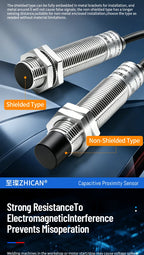 ZHICAN E2K M12 M18 Capacitive Proximity Sensor 30mm Long Range Plastics Glass Wood Metals Nonmetal Material Detection Switch