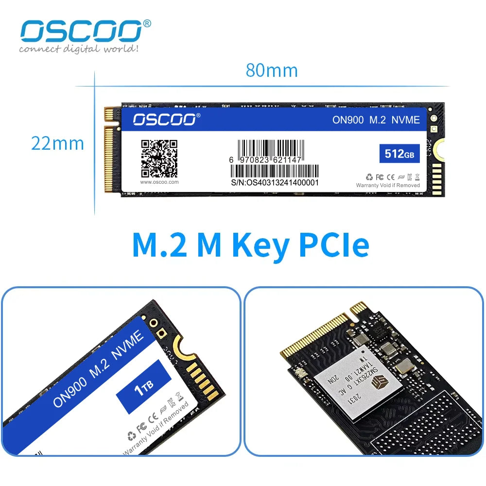 OSCOO 1TB SSD M.2 2280 NVMe Internal Solid State Drive NVMe PCle Gen3.0x4 3D TLC NAND Flash SSD Hard Disk HDD for Laptop Desktop