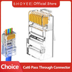 RJ45 Connector CAT6 Pass Through Connectors Crystal End Gold-Plated 8P8C Crimp UTP Standard Ethernet Network Modular Plug
